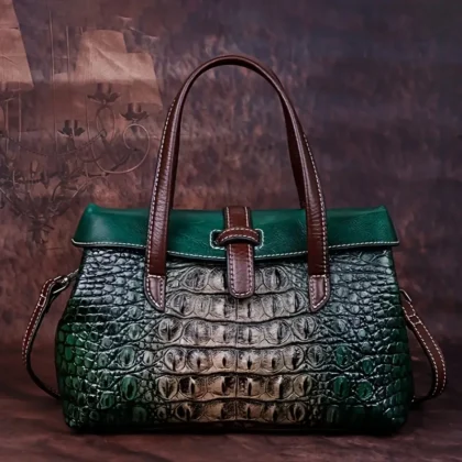 Luxurious Brown and Green Handbag