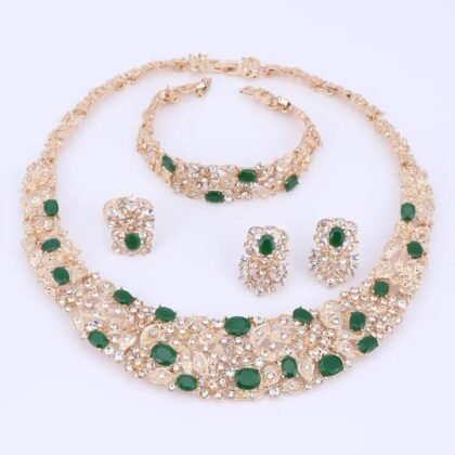Green and Gold Stones Jewelry Set